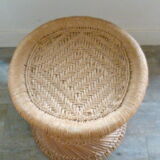 Stool in rattan and rope, 60 years