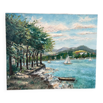 Sailboats on the lake, knife technique
