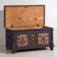 Antique blue trunk with hand-painted floral details (c.1870) #2
