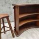 Bar and 2 brutalist stools in massive elm circa 1960