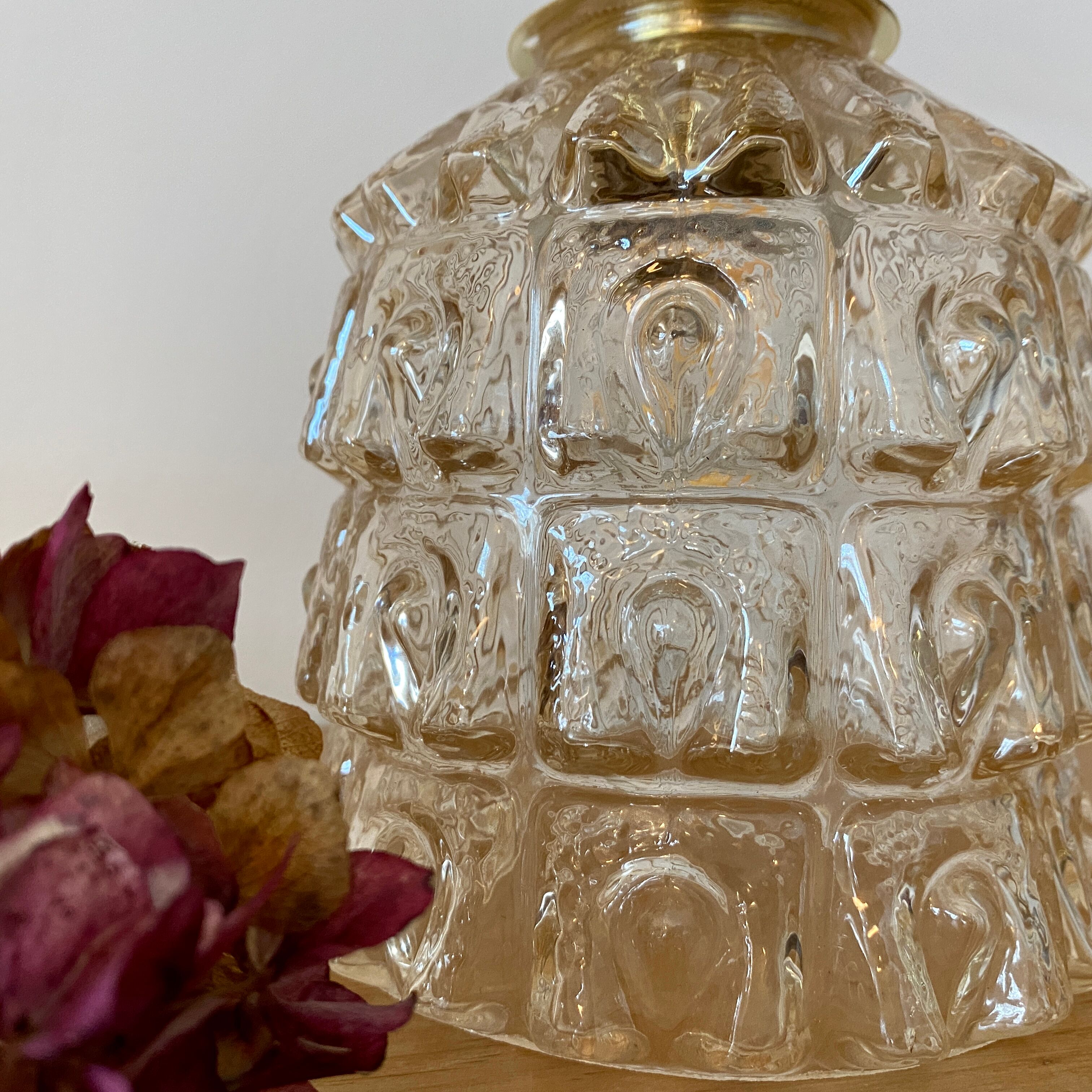 Vintage amber glass globe lamp