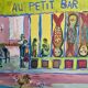 Lithograph, at the little bar, Beaujolais Nouveau, artist's proof, numbered signed, 76 x 55 cm