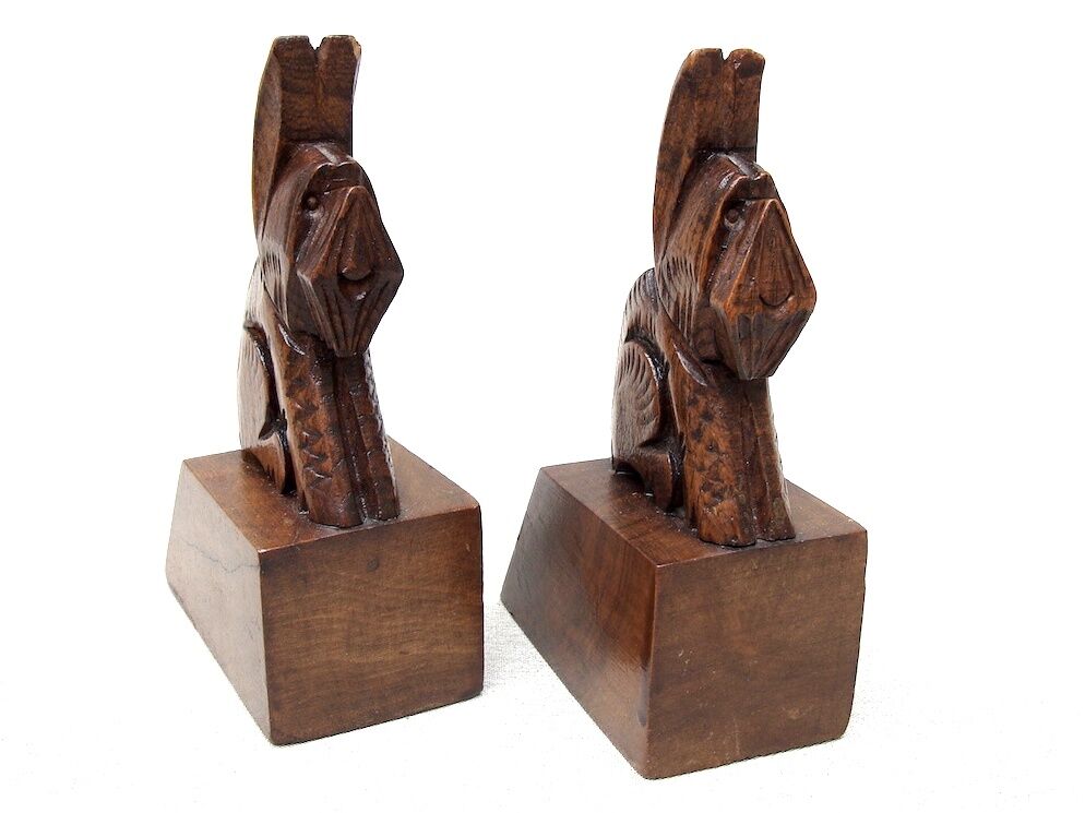 Pair of bookends 1930, wooden dogs