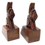 Pair of bookends 1930, wooden dogs