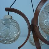 Teak chandelier 3 lights 1960s