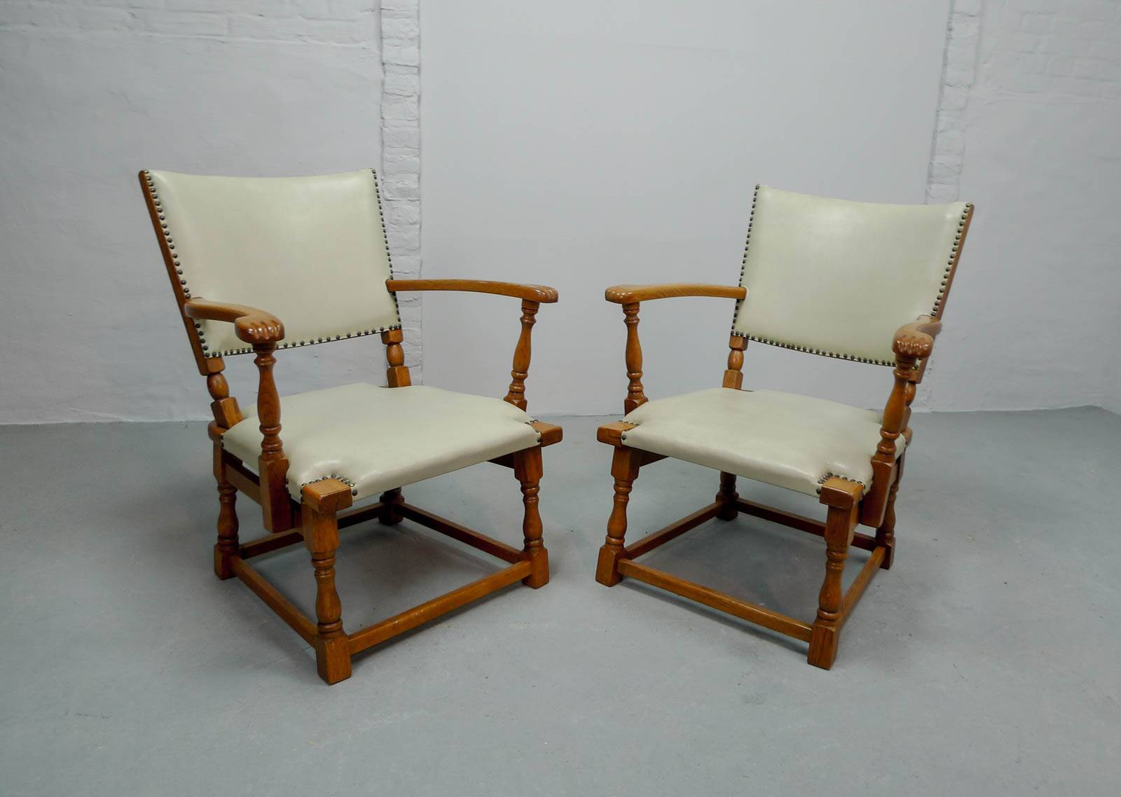 Set of 4 Dutch Design Oakwood Arm Chairs by Theo Ruth for Artifort, 1950s