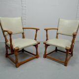 Set of 4 Dutch Design Oakwood Arm Chairs by Theo Ruth for Artifort, 1950s