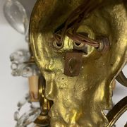 Grandes appliques murales en bronze et cristal, ensemble de 2, Italie, années 1950.