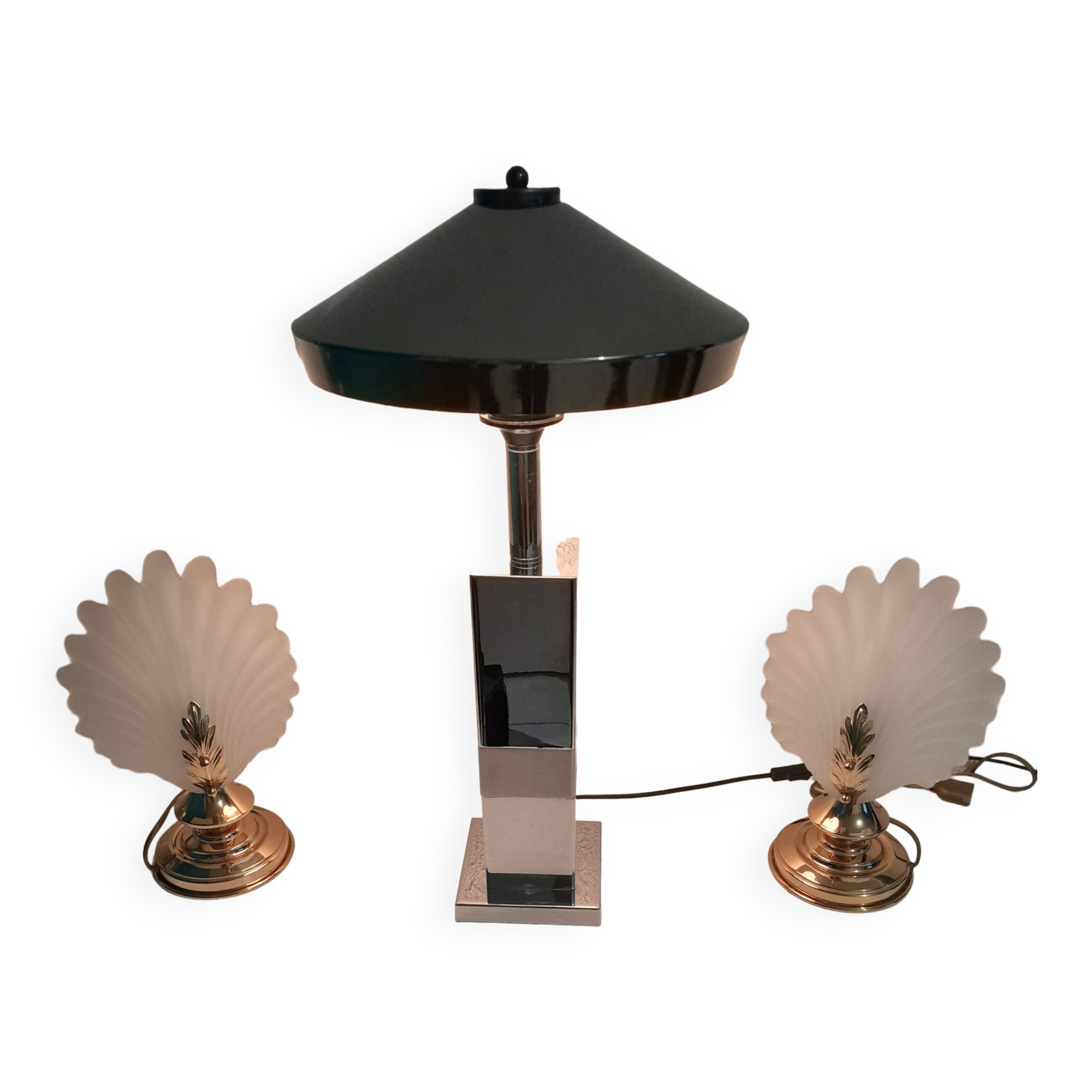 Grande lampe en acier chromé vintage 1990