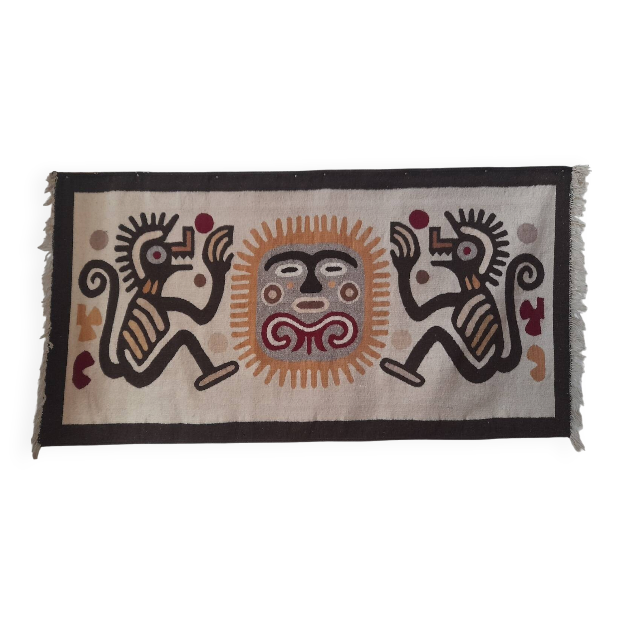 Large handmade wool kilim mural pre-Columbian 178x90cm