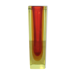 Vase Sommerso rouge et jaune, soliflore