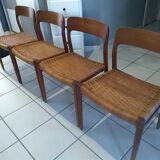 Designer Niels Otto Moller 1960's Suite of 4 Scandinavian Chairs