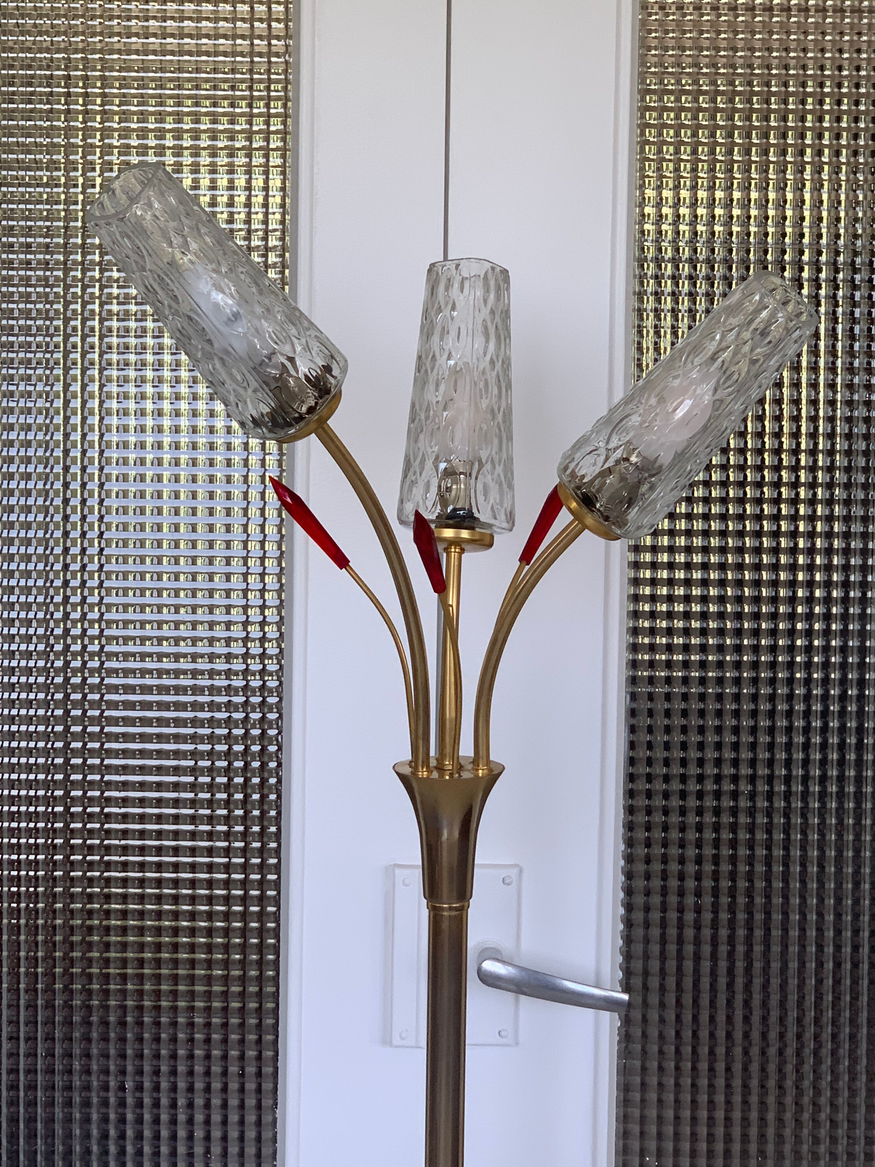 Vintage brass floor lamp with 3 lights, 1960s