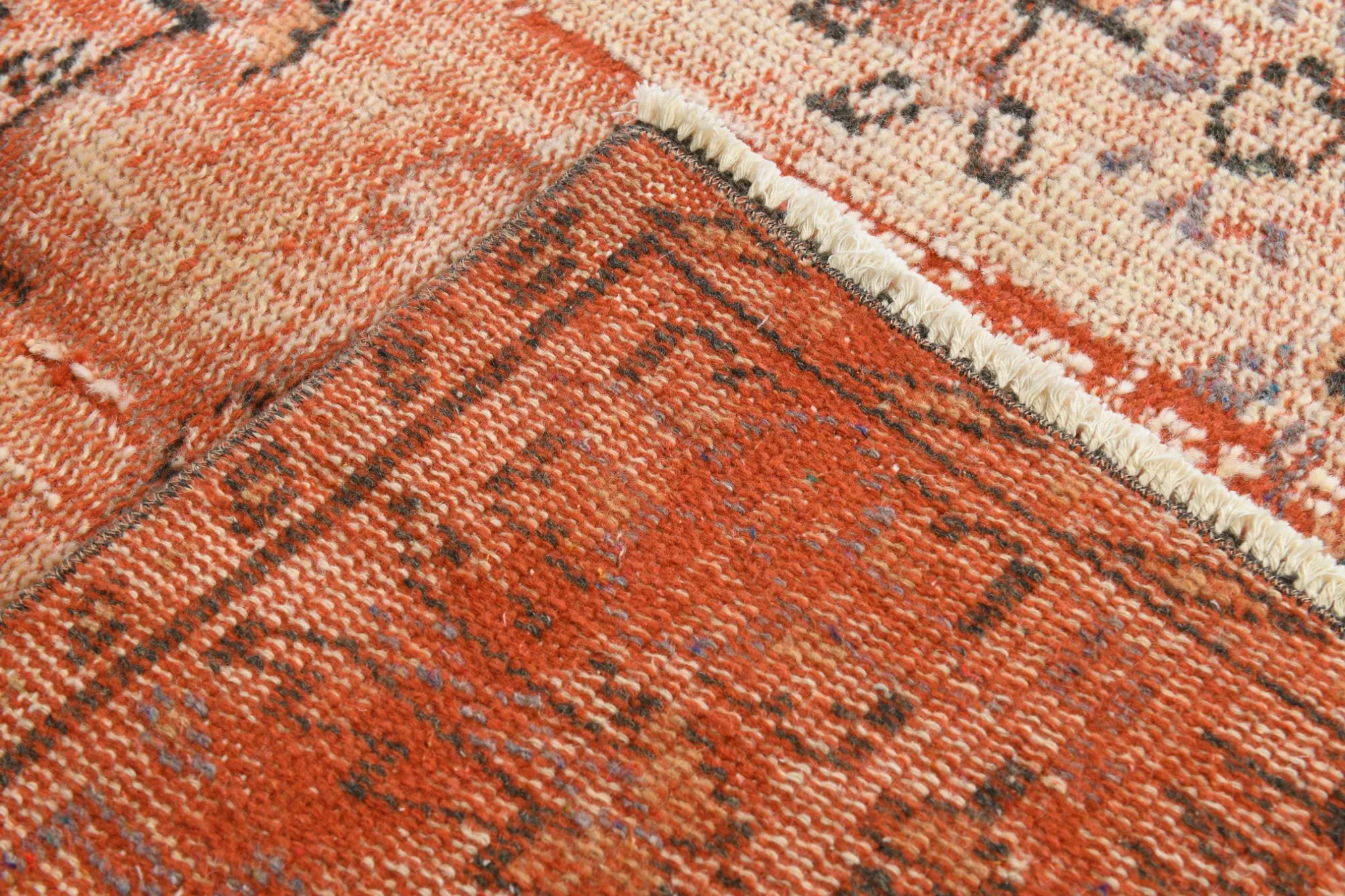 Terracotta & Red Vintage Persian Rug, Turkish Handmade Wool Rustic Carpet