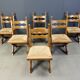Vintage oak and wicker brutalist chairs, 1960s - set of 6
