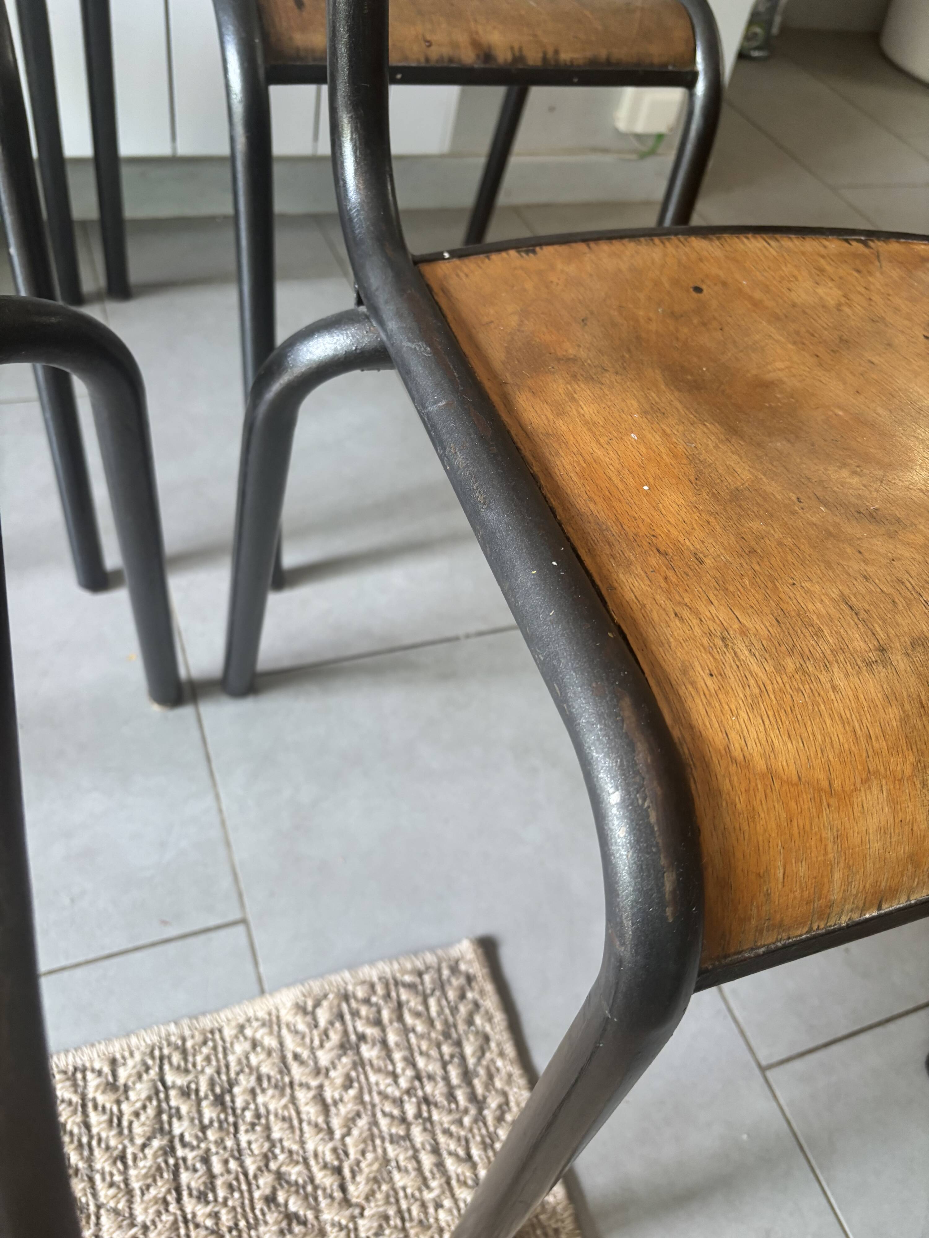Set of 4 authentic vintage MULLCA school chairs