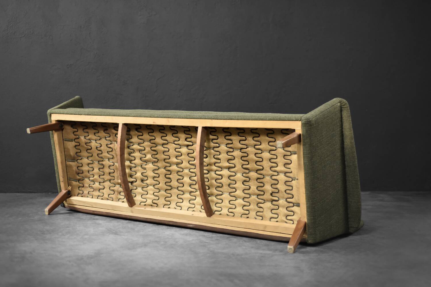 Vintage Danish Mid-Century Modern Green 3-Seater Sofa by Folke Ohlsson