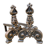 Vintage solid brass and steel chenets