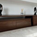 Extendable TV cabinet with walnut finish