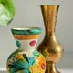 Vintage handcrafted ceramic and brass vases