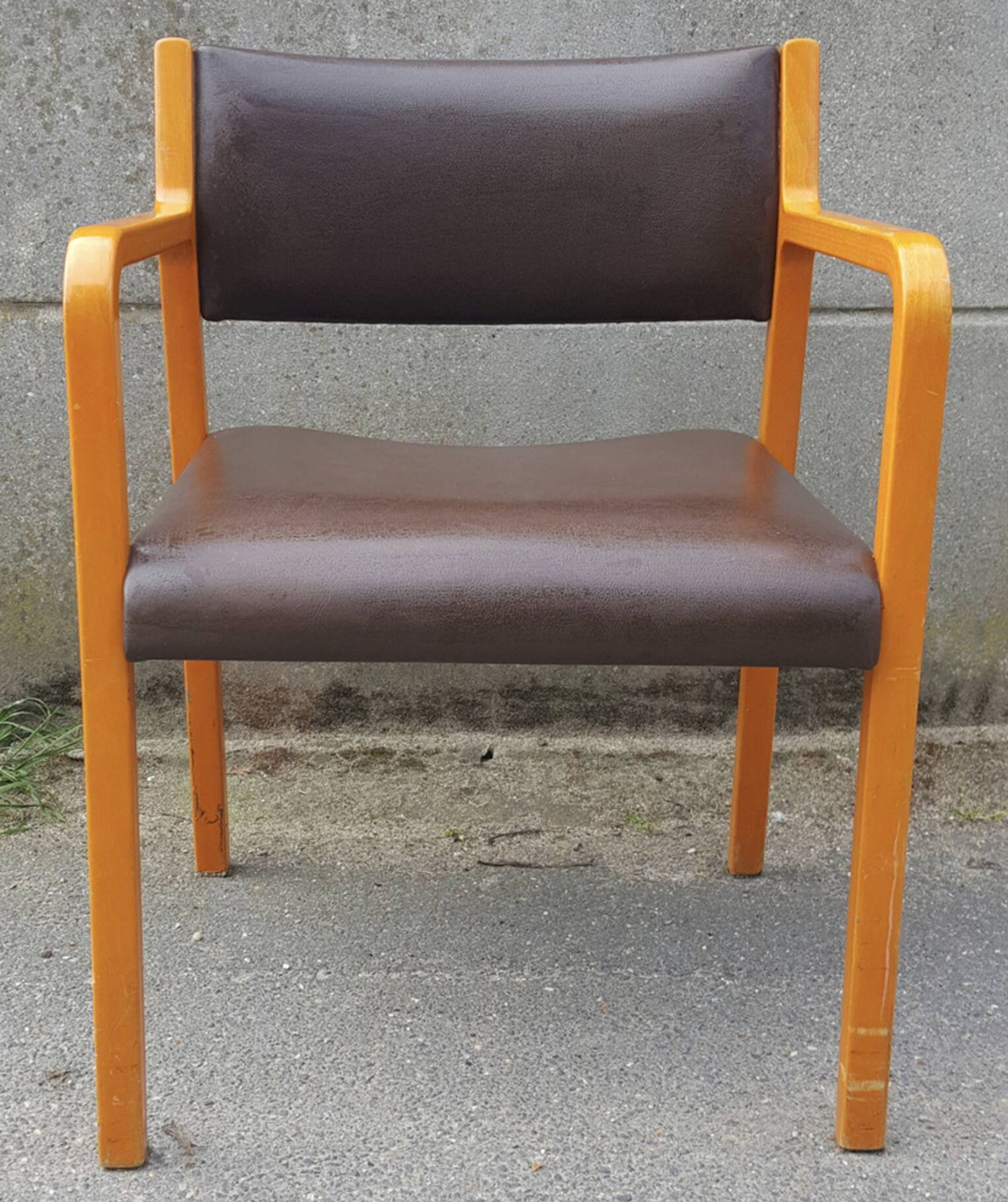 Wikhahn chair, 60s/70s, wood and skai, modernist, vintage