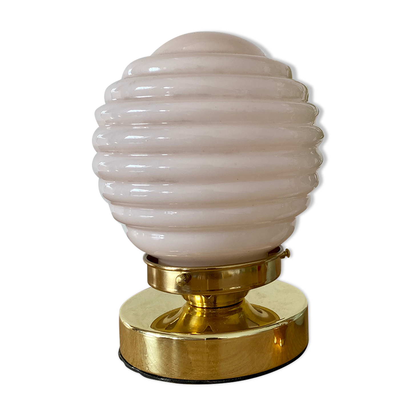 Vintage globe table lamp in pink opaline