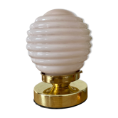 Vintage globe table lamp in pink opaline