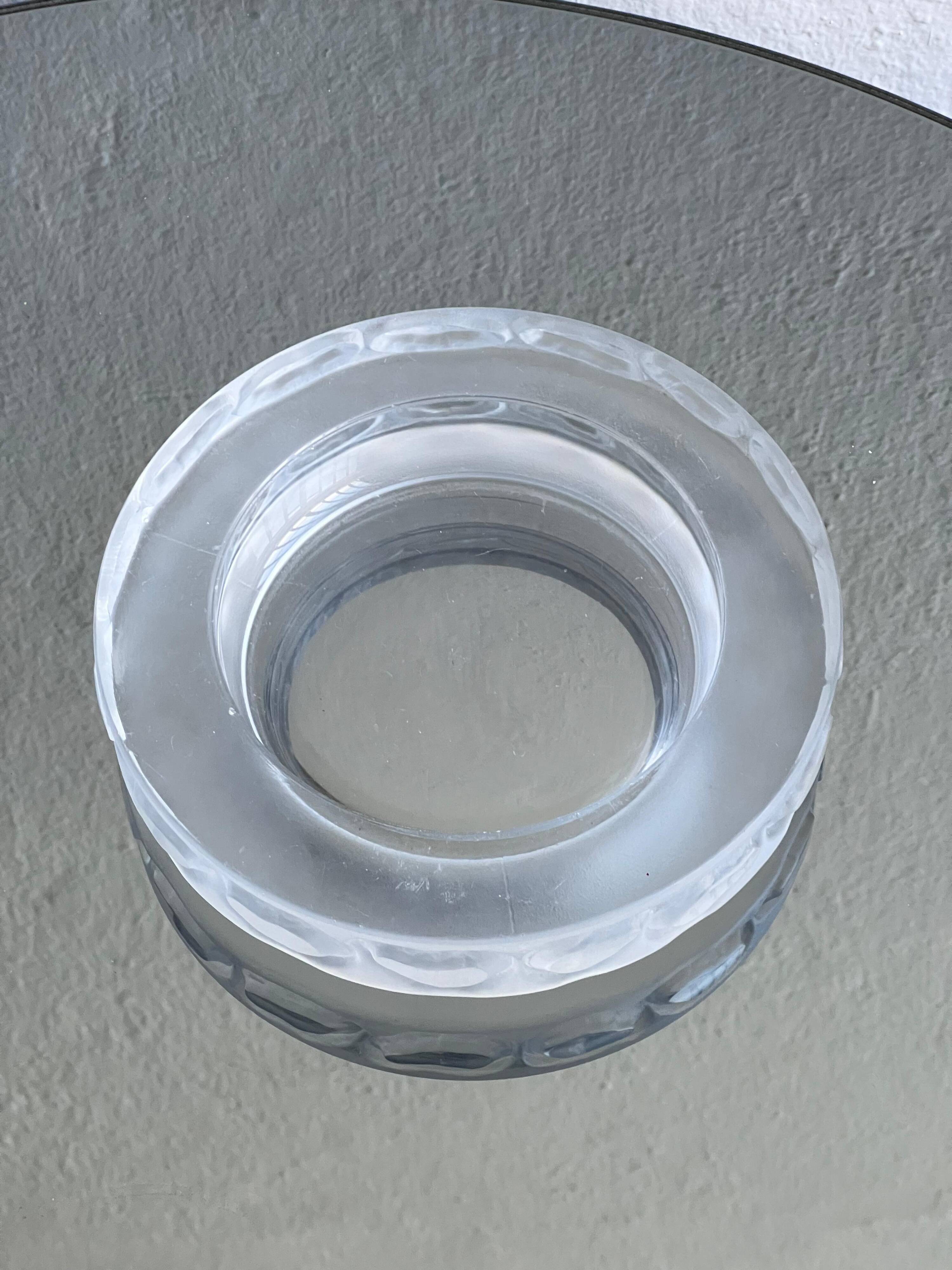 Vintage Bowl in Clear Glass, with Engraved Decorations