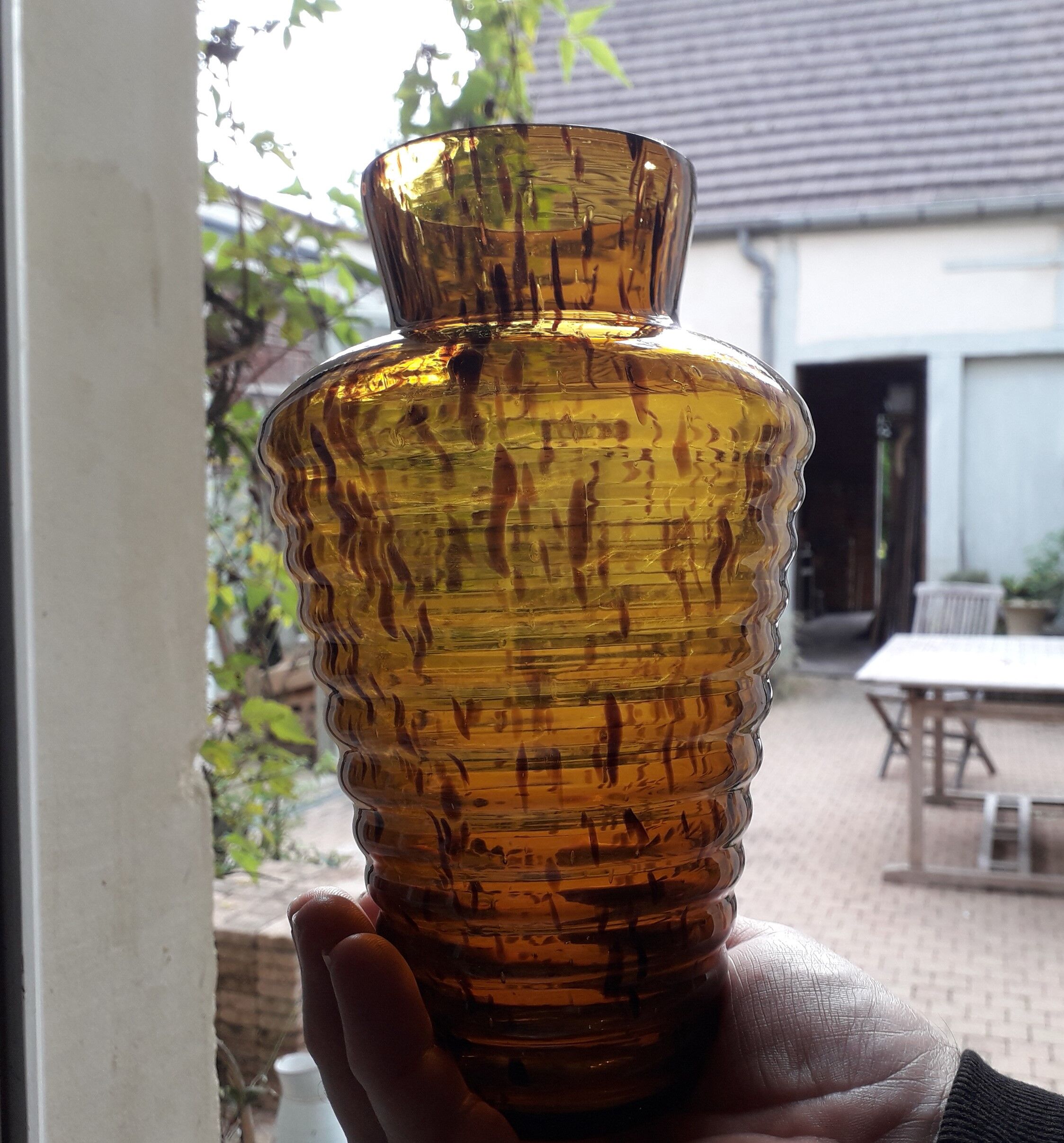 Vintage amber glass vase