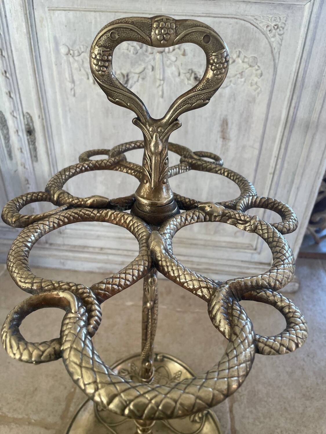 Art Nouveau style solid brass umbrella stand