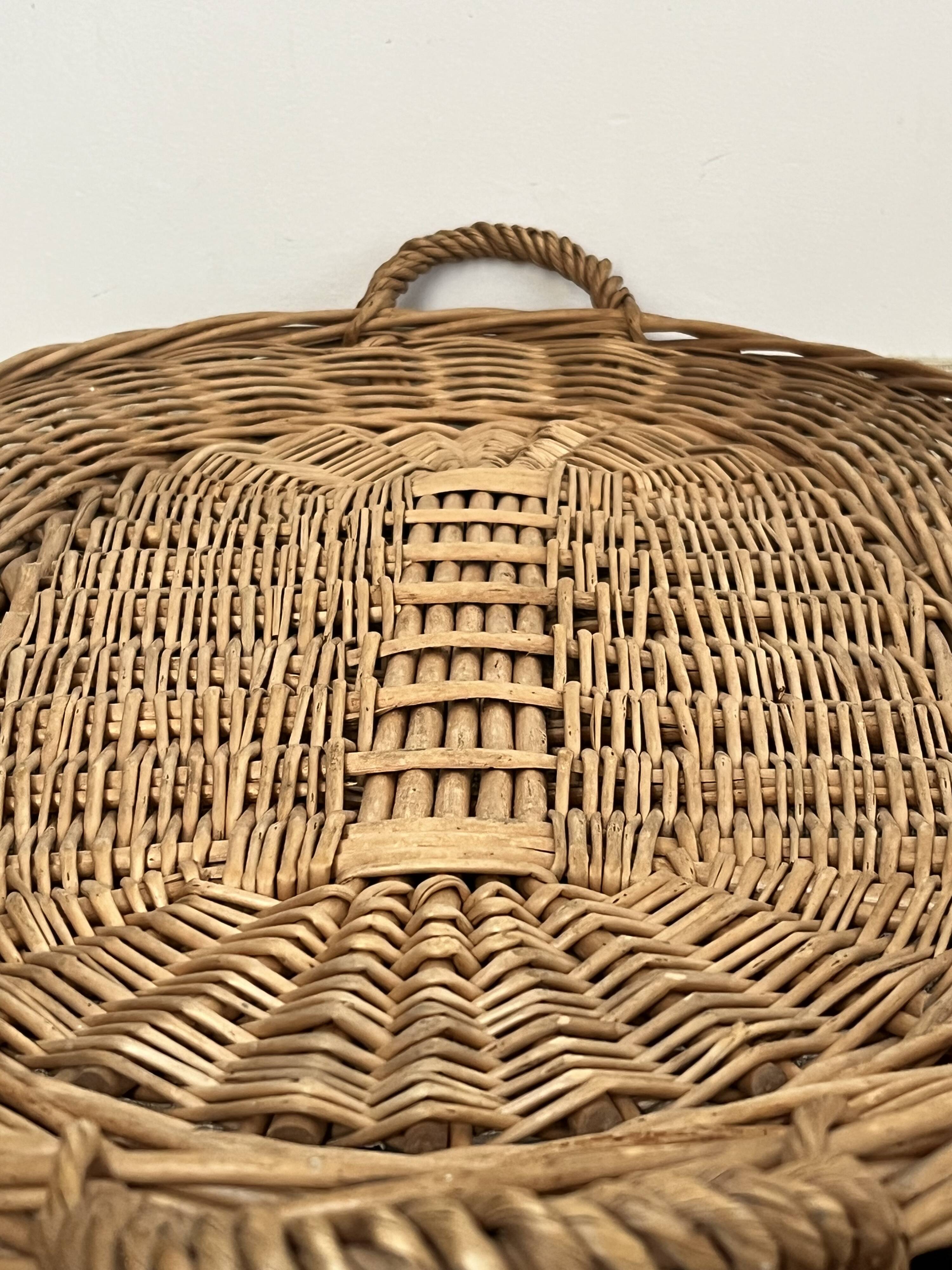 Large woven wicker tray