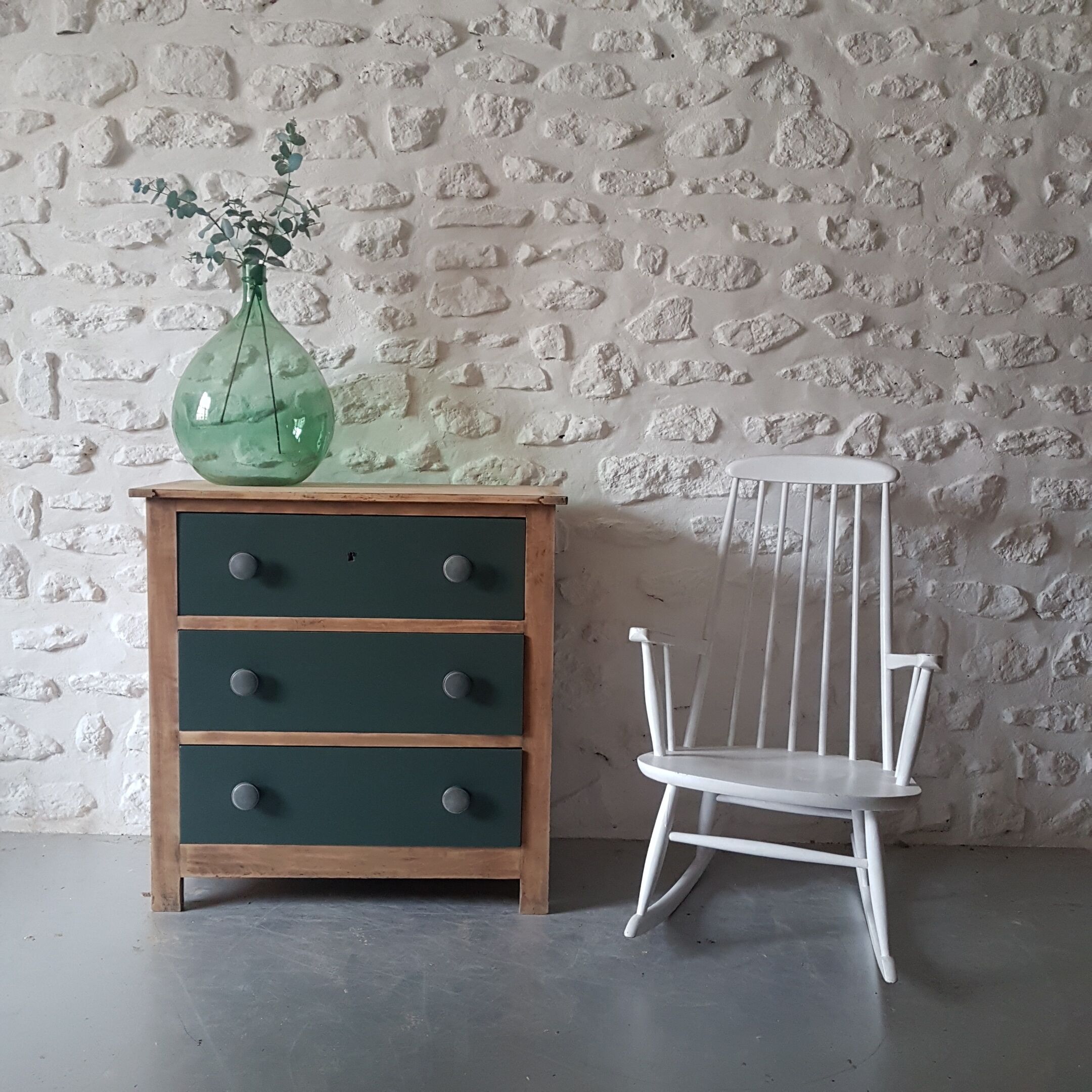 Vintage wood and green dresser