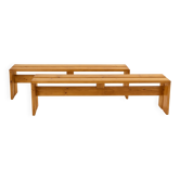 Pair of benches by Charlotte Perriand in pine, Les Arcs 1970.