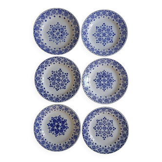 Ensemble de 6 assiettes plates en porcelaine opaque de St Amand
