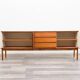 1960s walnut enfilade, designed with clean lines, restored.