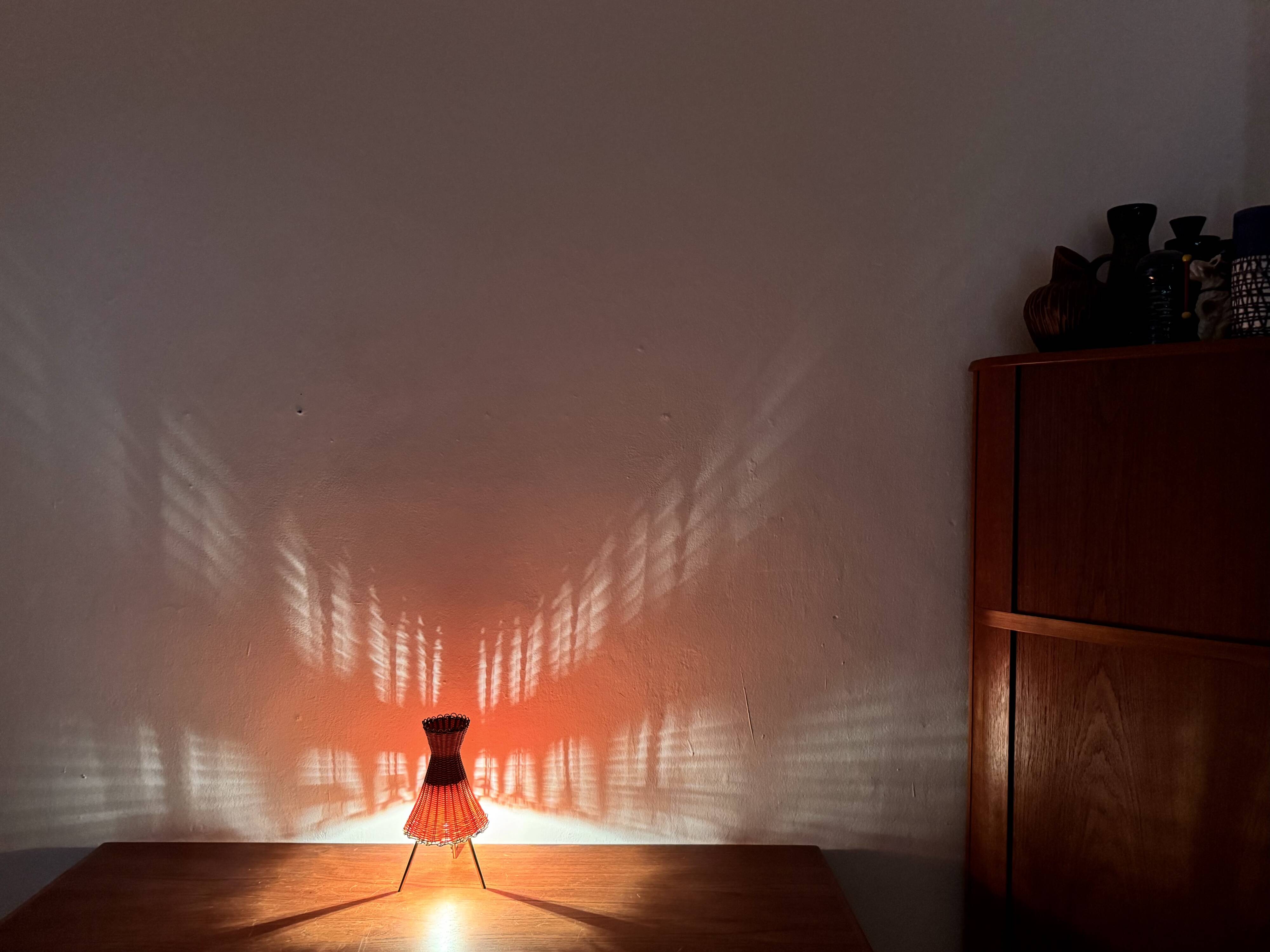 Austrian KIWI Wicker Table Lamp by J.T. Kalmar