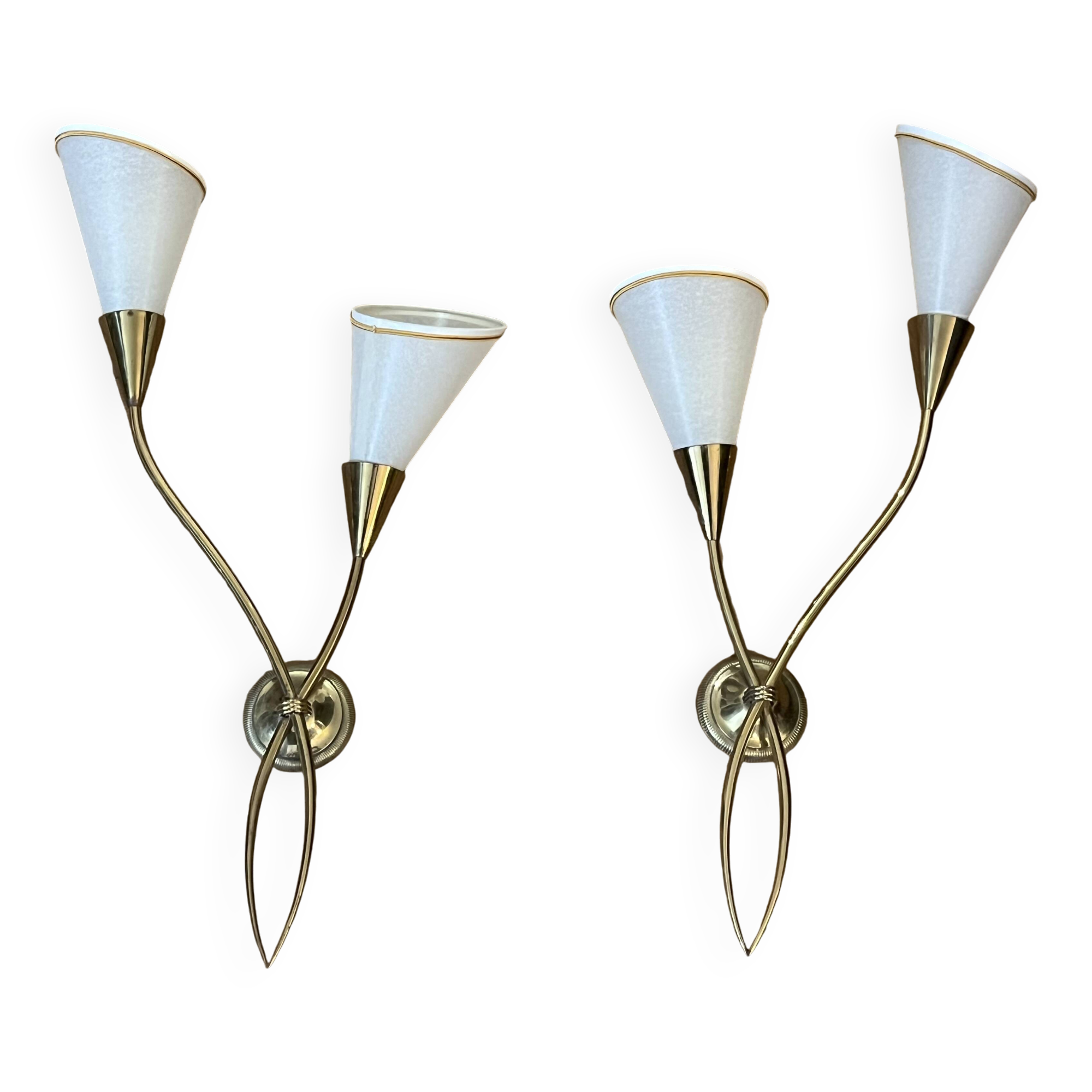 Pair of wall lights - Maison Arlus - Jean Royère style - Vintage