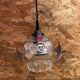 Old atomic age pendant lamp chromed metal & molded glass 70's vintage