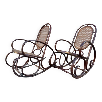 Set of 2 Thonet 19's Style Rocking Chairs