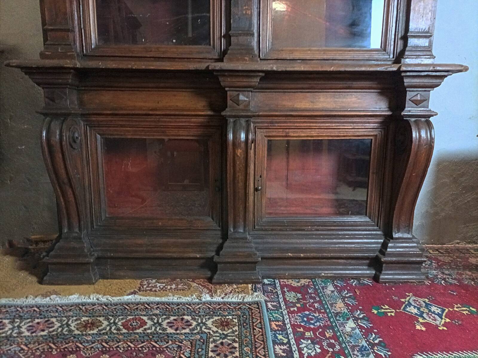 Empire-style solid pine workshop library from the 19th century.