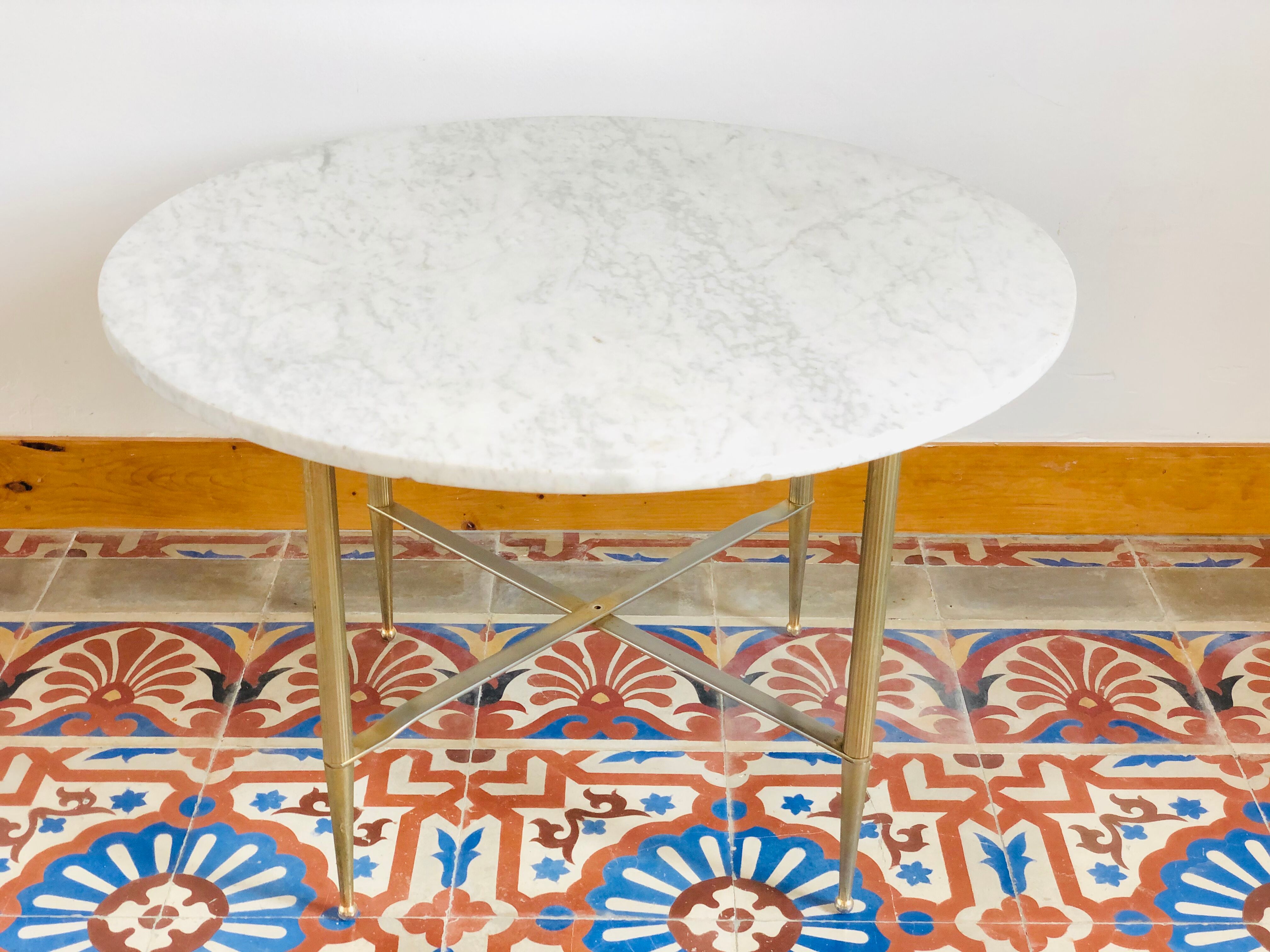 Brass and marble round coffee table