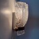 Vintage Hillebrand wall lamp ice glass with brass, 1970s Germany