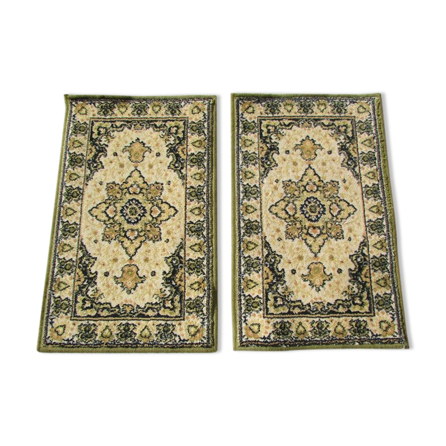 2 carpets 40 x 70 cm , green and gold