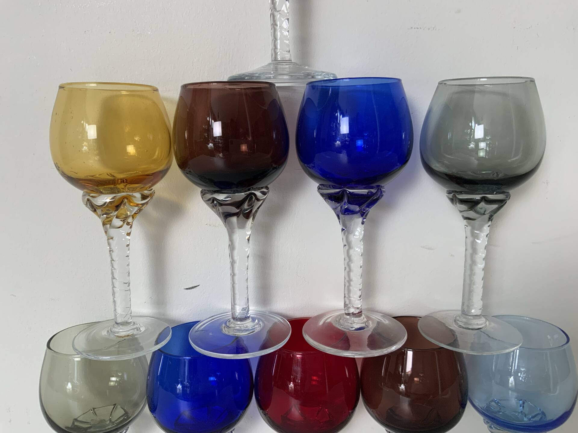 Set of 10 antique digestif glasses.