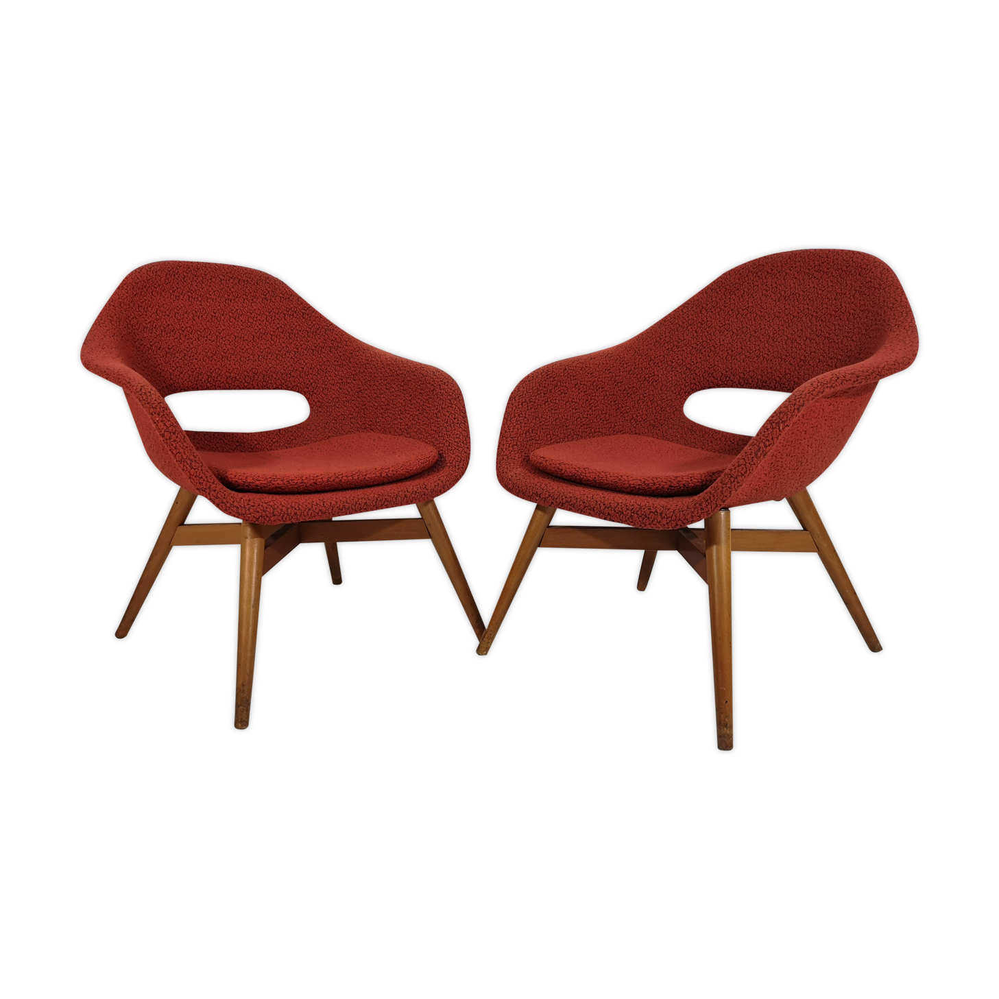Ensemble de 2 fauteuils coque de Miroslav Navratil, années 1960