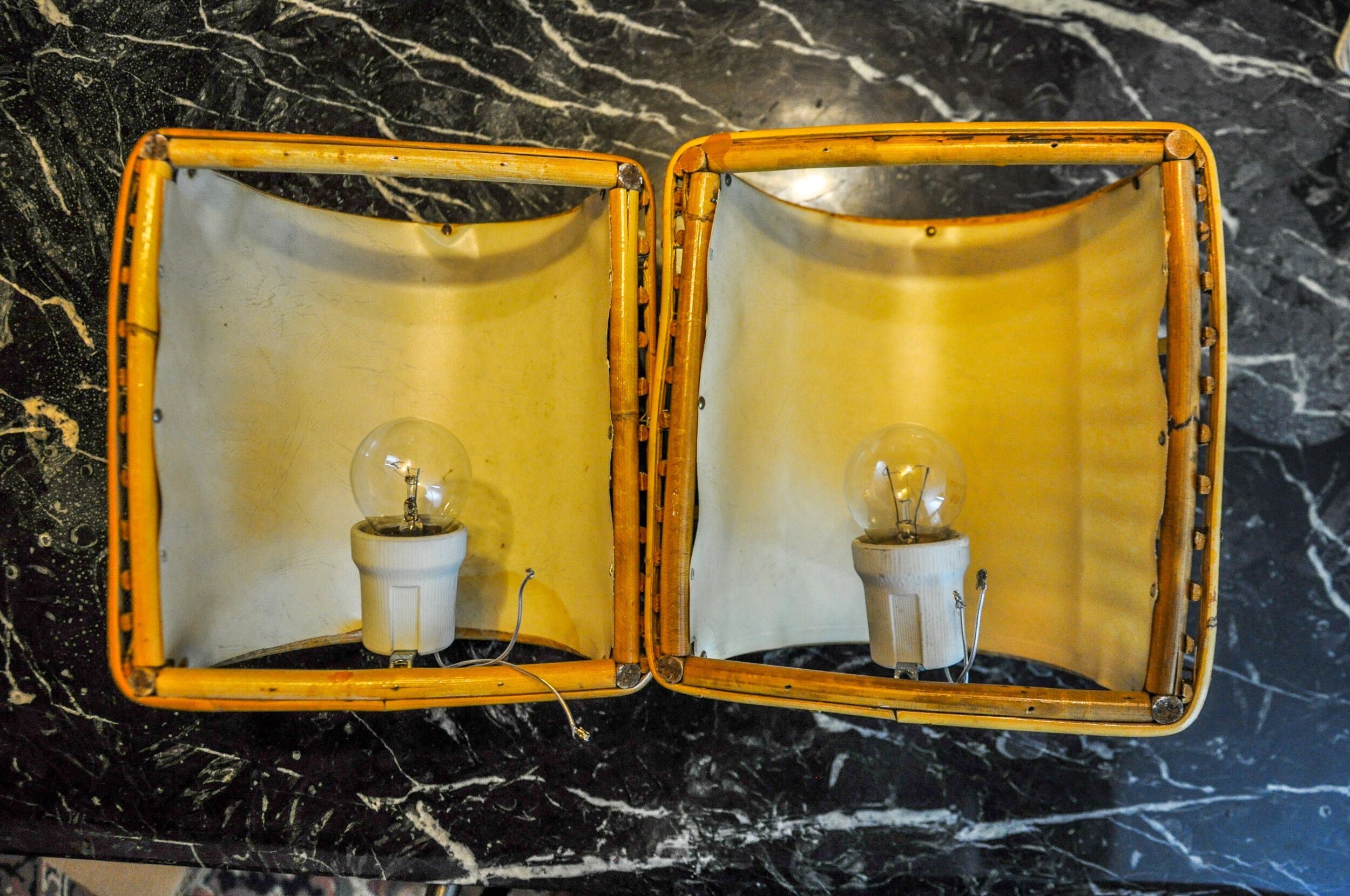 Pair of rattan sconces France 1960