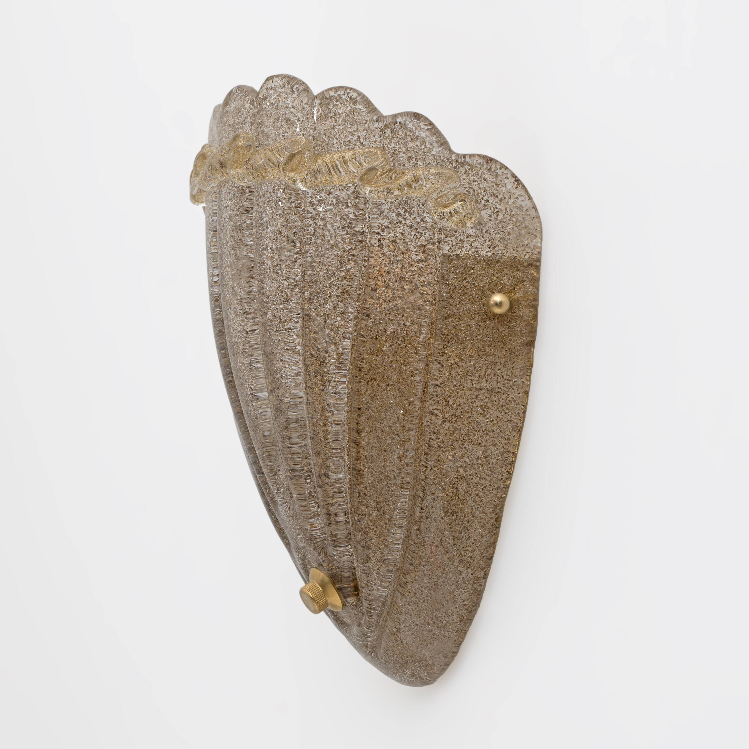 Pair of Mid-Century Modern Glass Shell Sconces