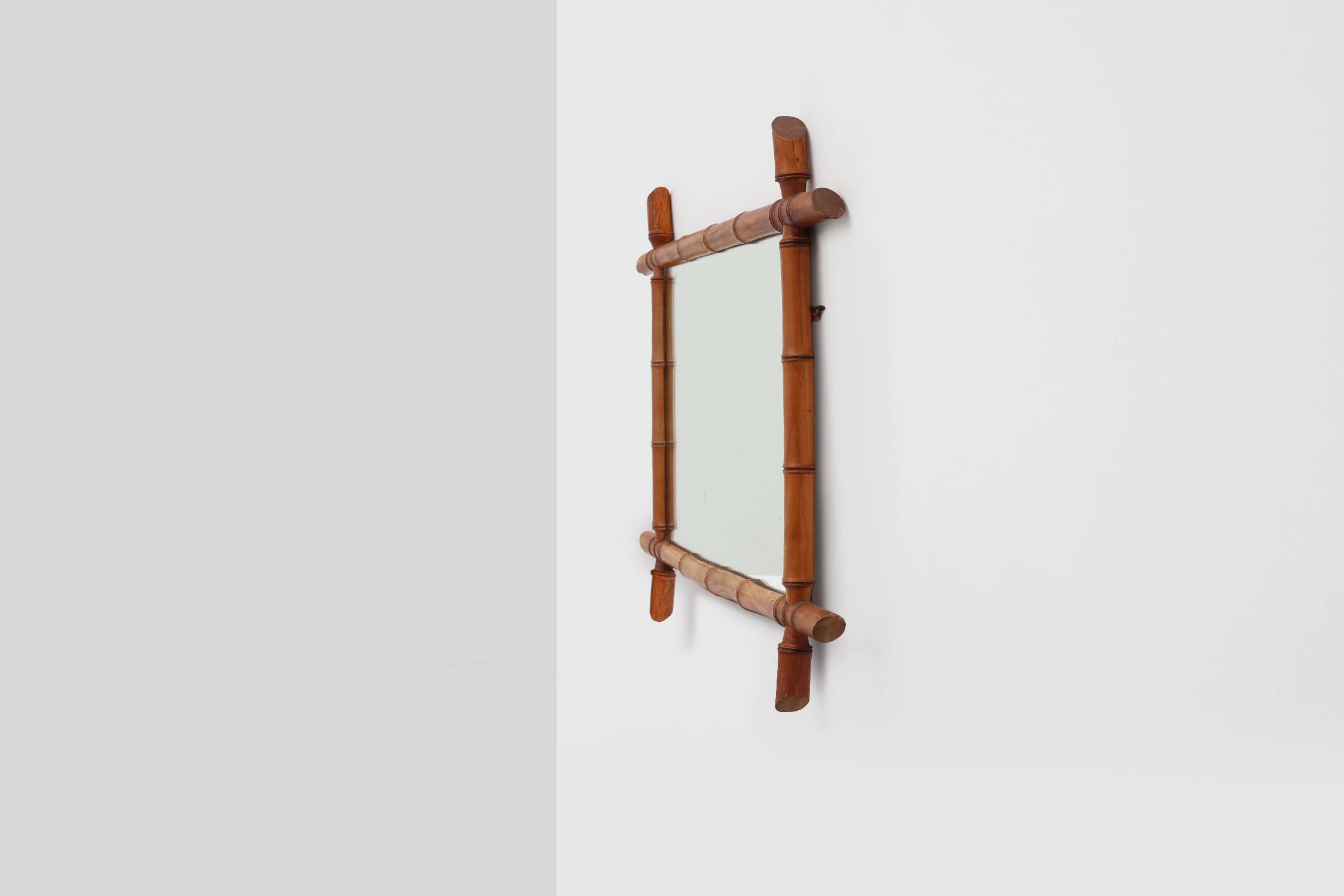 20th century rectangular faux bamboo wall mirror, France ca. 1960