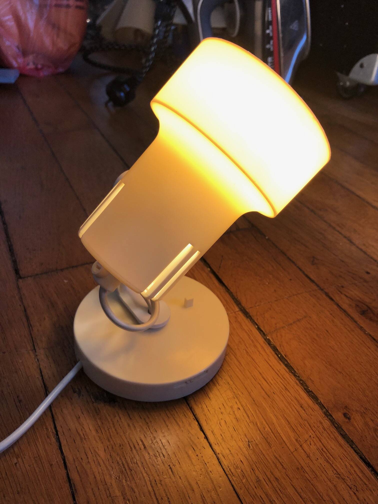 Vintage spotlight, off-white, ABS plastic, 70s