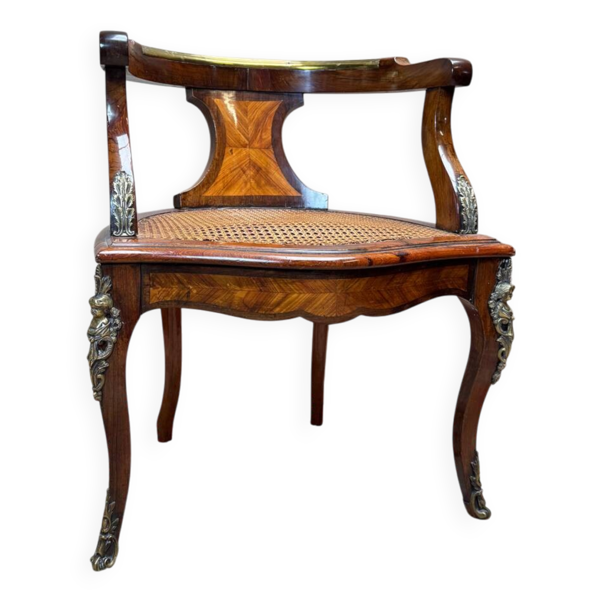 Louis XV style marquetry office chair, 19th century.